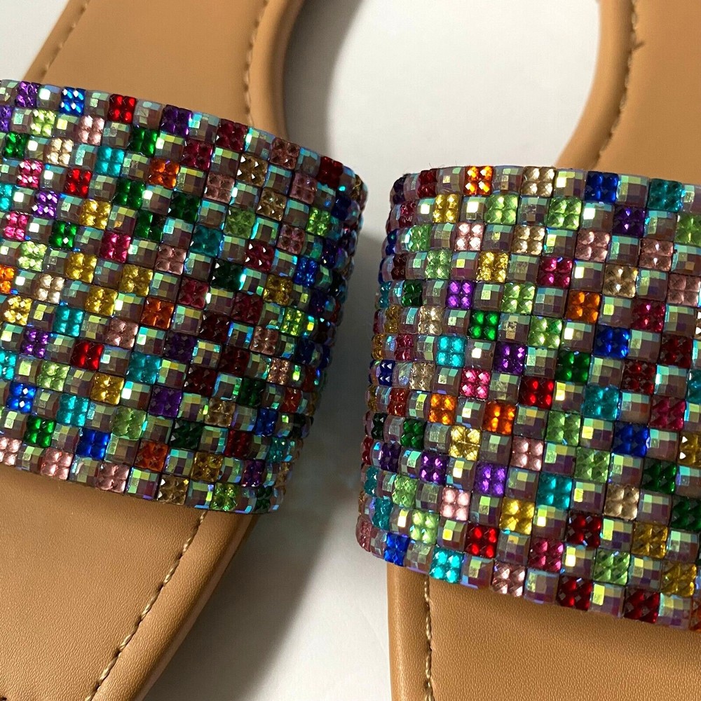 INC International Concepts Womens 7M Multicolor Rhinestone Nataliah Slide Sandal - Picture 2 of 16